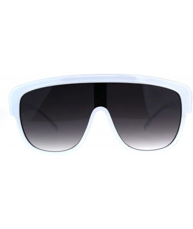 Shield Robotic Mens Flat Top Shield Plastic Racer Oversize Sunglasses - White Smoke - CB18C902T5Y $9.67