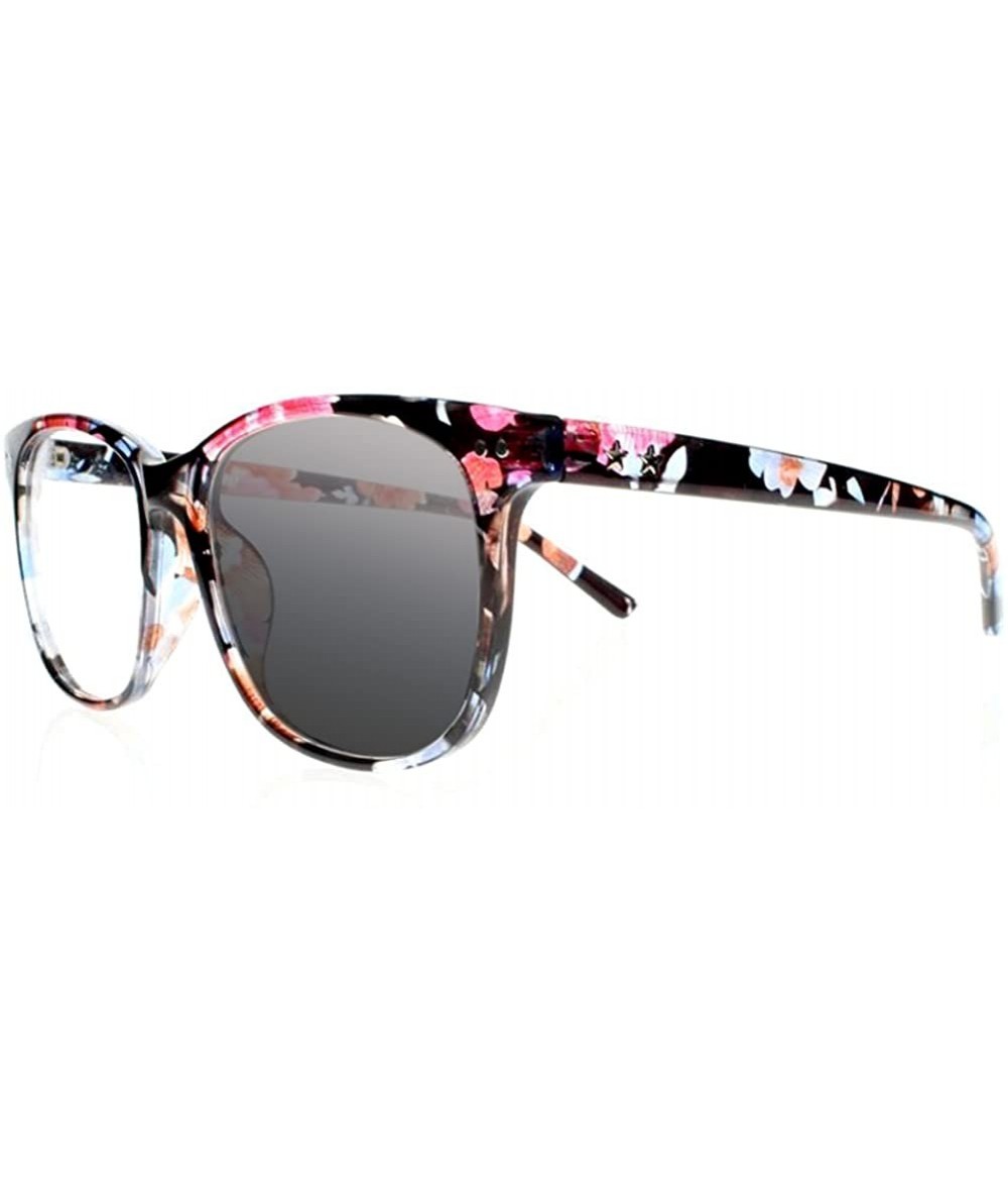 Square Men women Transition Photochromic Bifocal Sunglasses Reading Glasses - Flower - CV18I6OSK4W $18.15