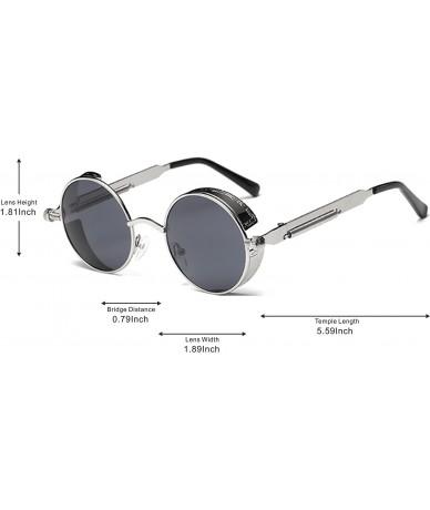 Round Retro Steampunk Fashion Round Metal Circle Frame Sunglasses - Silver-black - C51804NTE2Z $12.96