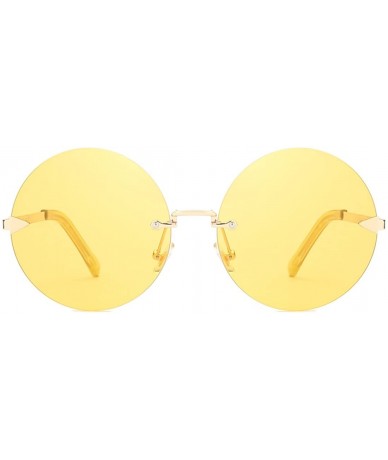 Oversized Women Oversized John Lennon Hippie Circle Rimless Round Sunglasses - CR18CMSINZ7 $31.73