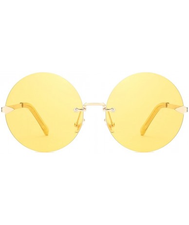 Oversized Women Oversized John Lennon Hippie Circle Rimless Round Sunglasses - CR18CMSINZ7 $31.73