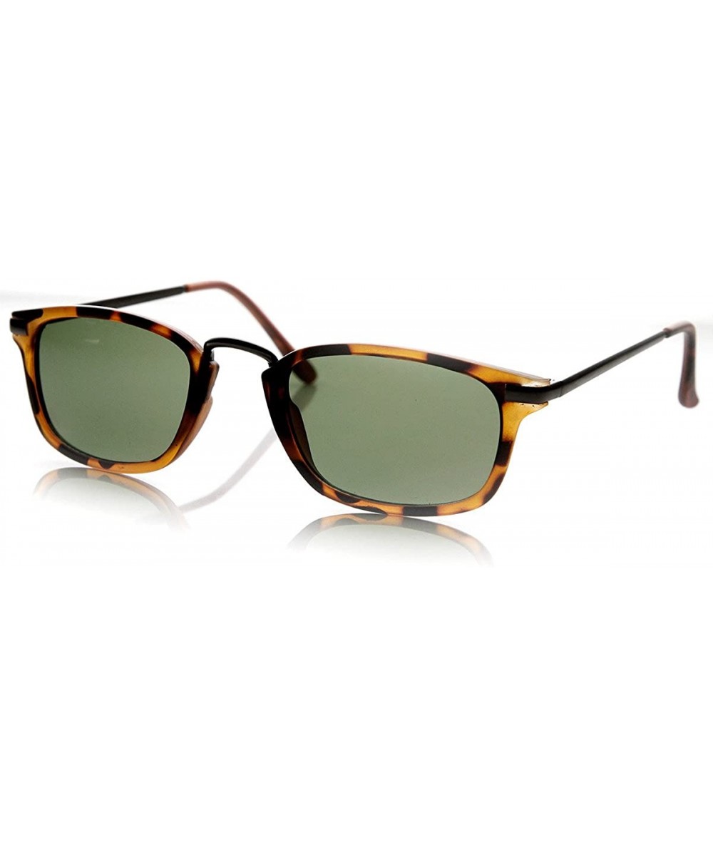 Wayfarer Designer Inspired Narrow Horn Rimmed Style Sunglasses with Metal Arms - Tortoise Green - CH11C2N9YZ7 $12.53