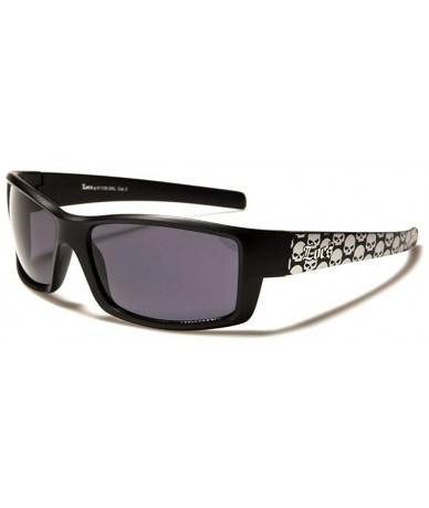 Square Slim Black Rectangular Silver Skull Wrap Sunglasses - CR197YOC4A7 $8.72