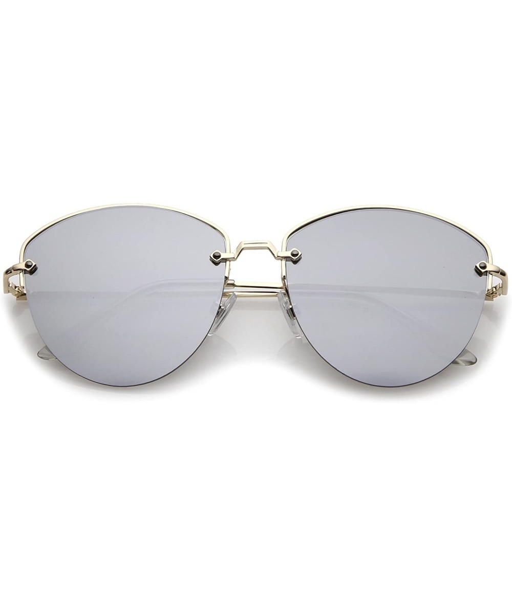 Rimless Modern Metal Nose Bridge Mirrored Flat Lens Semi-Rimless Sunglasses 60mm - Gold / Silver Mirror - CL1827DUGIH $11.74