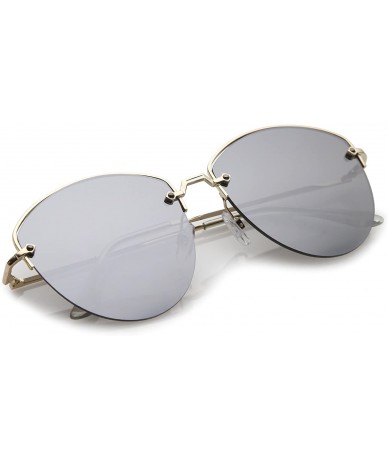 Rimless Modern Metal Nose Bridge Mirrored Flat Lens Semi-Rimless Sunglasses 60mm - Gold / Silver Mirror - CL1827DUGIH $11.74
