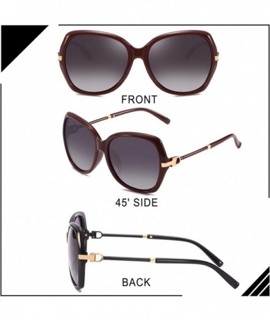 Oval Polarized Sunglasses for Women - Womens Sunglasses UV400 Protection oversized Fashion Lens - Dark Red - CY18RLDU33H $10.95