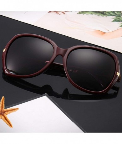 Oval Polarized Sunglasses for Women - Womens Sunglasses UV400 Protection oversized Fashion Lens - Dark Red - CY18RLDU33H $10.95