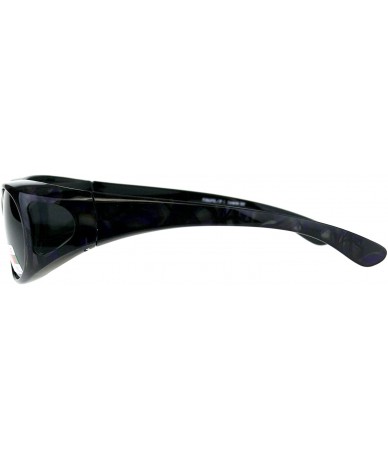 Oval Polarized Lens Fit Over Glasses Sunglasses Womens Oval Frame Dark Print - Purple - CJ18ELWIZGI $13.78
