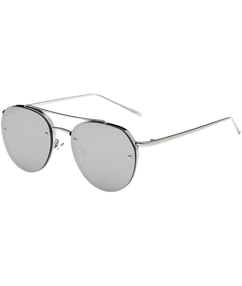 Sport Glasses- Women Fashion Circular Sunglasses Metal Frame Sunglasses Brand Classic Tone Mirror - 8131e - C318RT8ANC9 $10.08