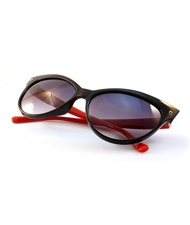 Cat Eye Women's 60's Retro Cat Eye Sunglasses - High Pointed Lens A014 - Black Red Frame With Purple Gradient Lens - C1185HAH...