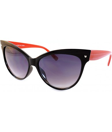 Cat Eye Women's 60's Retro Cat Eye Sunglasses - High Pointed Lens A014 - Black Red Frame With Purple Gradient Lens - C1185HAH...
