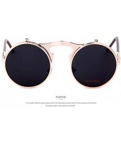 Round VINTAGE STEAMPUNK Sunglasses Round Designer Steam Punk C01 Rose Gold - C04 Blue - CM18XDWQGII $9.13