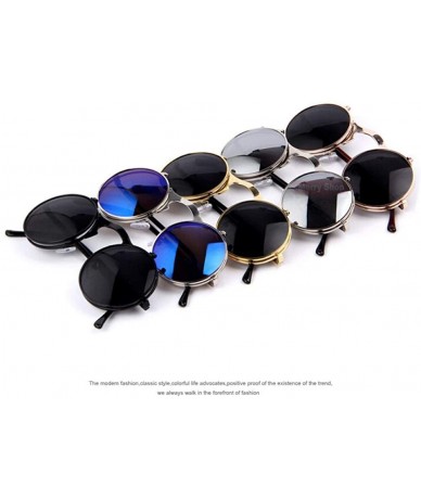 Round VINTAGE STEAMPUNK Sunglasses Round Designer Steam Punk C01 Rose Gold - C04 Blue - CM18XDWQGII $9.13