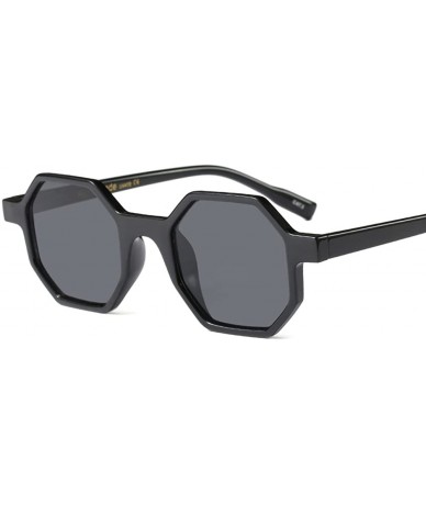 Square Octagon Sunglasses Women Vintage Small Sun Glasses For Men Summer Beach Accessories - Full Black - CV18D66G2GQ $25.16