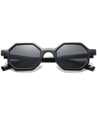 Square Octagon Sunglasses Women Vintage Small Sun Glasses For Men Summer Beach Accessories - Full Black - CV18D66G2GQ $13.36