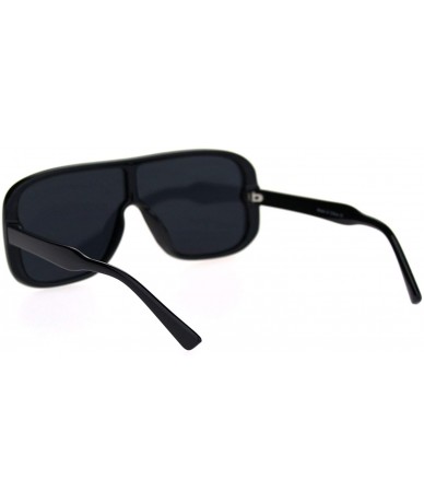 Shield Mens Robotic Flat Top Minimal Shield Mob Sunglasses - All Black - C718SGCX297 $10.11