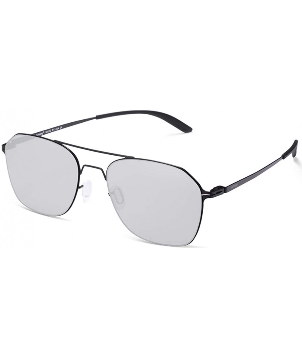 Square Classic Sunglasses for Women Men Nylon Mirrored Lens Ultra Lightweight Metal Frames - Polygon Silver Lens - CB18NA4MLI...