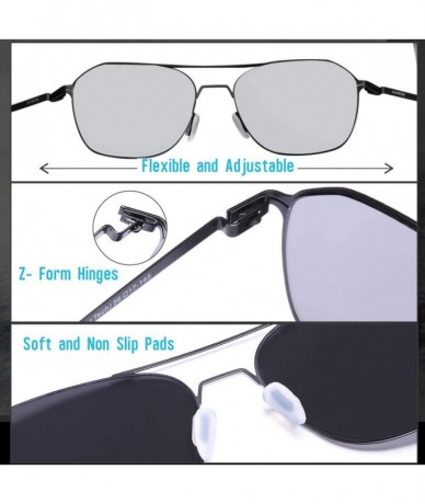Square Classic Sunglasses for Women Men Nylon Mirrored Lens Ultra Lightweight Metal Frames - Polygon Silver Lens - CB18NA4MLI...