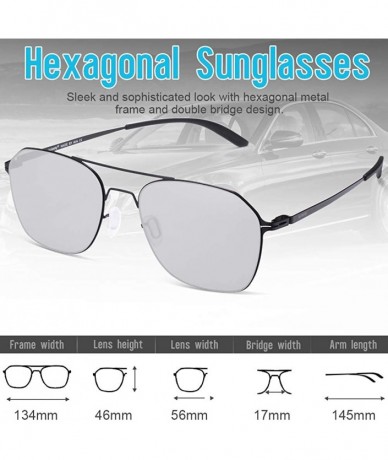 Square Classic Sunglasses for Women Men Nylon Mirrored Lens Ultra Lightweight Metal Frames - Polygon Silver Lens - CB18NA4MLI...