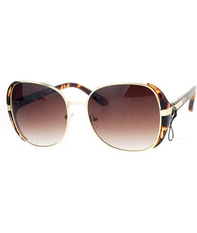 Square Womens Fashion Sunglasses Trendy Chic Square Frame UV 400 Eyewear - Tortoise (Brown) - CE1822GN6GR $22.84