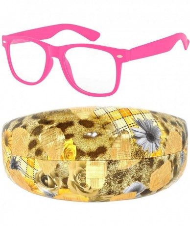 Wayfarer Vintage Retro Sunglasses with Hard Clamshell Case Many Colors - Pink - C211RGZ1MSN $17.77