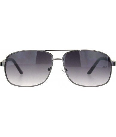 Sport Mens Narrow Rectangular Metal Rim Pilots Officer Sunglasses - Gunmetal Gradient Black - CU18MD6SOG6 $10.87