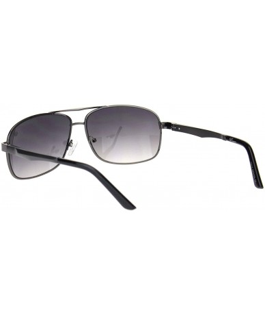 Sport Mens Narrow Rectangular Metal Rim Pilots Officer Sunglasses - Gunmetal Gradient Black - CU18MD6SOG6 $10.87