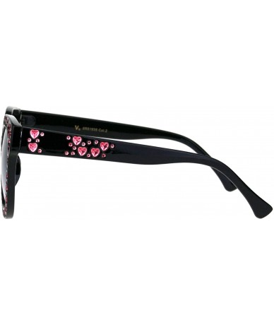 Butterfly Bling Heart Design Butterfly Frame Sunglasses Womens Fashion UV 400 - Black Red (Blue Pink) - C618S354D9H $11.22