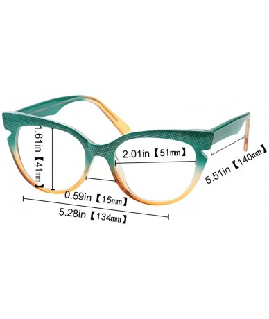 Round Womens Hit Color Grid Pattern Cat Eye Reading Glass Eyeglass Frame - 2 Pairs / Blue + Tea - C418IHUAM6W $17.40