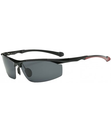 Rectangular Aluminum-magnesium polarized Sun-coated sunglasses - Black Color - CI18D2I5KZC $37.67