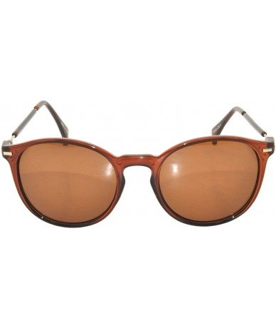 Round Women Stylish Retro Semi - Rimless Circle Round Vintage Sunglasses - Brown Round - C011UELIR3J $11.63