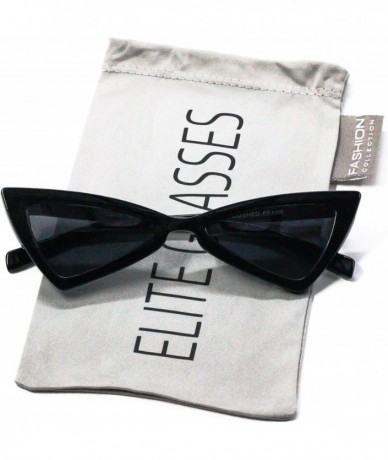 Oversized Vintage Retro Cat Eye Triangle Womens Fashion Eyewear Sunglasses - Black - CG11HWLARSV $21.26