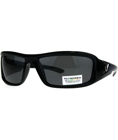Sport Polarized Futuristic Aerodynamic Warp Sport Mens Sunglasses - Black Blue - C8189UUN3W8 $11.77