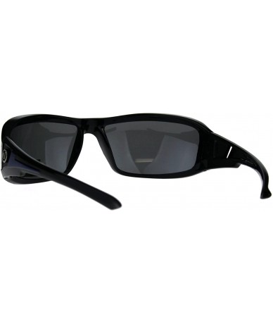 Sport Polarized Futuristic Aerodynamic Warp Sport Mens Sunglasses - Black Blue - C8189UUN3W8 $11.77