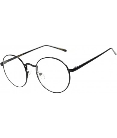 Round Women's Men's Round Clear Lens Glasses Metal Premium - 071_black - C21875I9ME9 $9.70