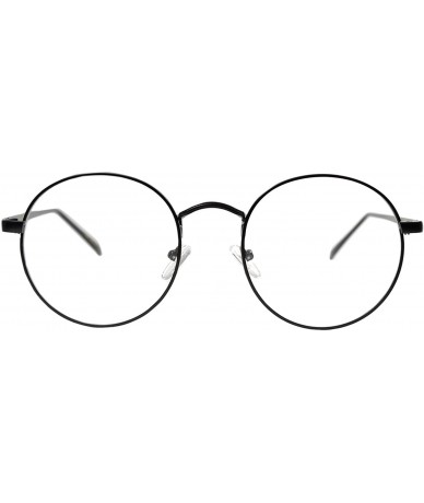 Round Women's Men's Round Clear Lens Glasses Metal Premium - 071_black - C21875I9ME9 $9.70