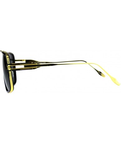 Square Mens Fashion Sunglasses Designer Style Square Flat Top Frame UV 400 - Black Gold (Black) - CH18CNDESD9 $14.66