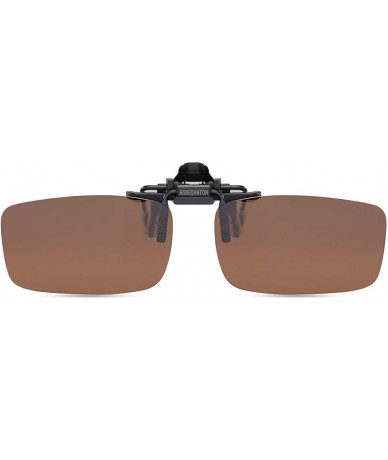 Goggle Polarized Clip-on Flip Up Metal Clip Rimless Sunglasses for Prescription Glasses - Brown - CR18QEEWK27 $10.81