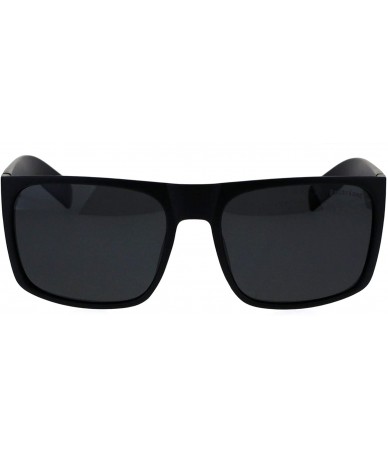 Rectangular Mens Polarized Lens Sunglasses Classic Fashion Rectangular Frame - Matte Black (Black) - CR18KAHQ4L2 $14.66