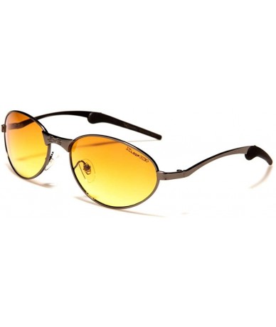 Oval Brown High-Definition Lens Driving Stylish Metal Oval Sunglasses - Brushed Gunmetal - CL19702N58H $16.36