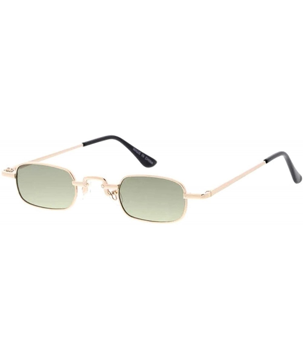 Square Fashion Wired Frame Retro Skinny Rectangular Lens Sunglasses L23 - Olive - C319202QQAZ $11.73