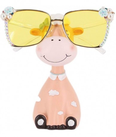 Cat Eye Sparkling Crystal Round Sunglasses UV Protection Rhinestone Sunglasses - Flower Yellow Lens - CR18ZYLYYXE $17.02