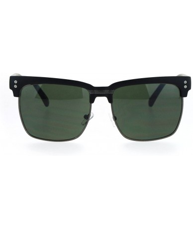 Square Mens Fashion Sunglasses Designer Style Square Frame Trendy Shades UV 400 - Matte Black (Green) - CP182LNEHCM $10.49