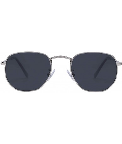 Oversized Medium Unisex Polygon Polarized Sunglasses - Shiny Silver Frame With Smoke Lens - CV196HLTHO5 $19.66