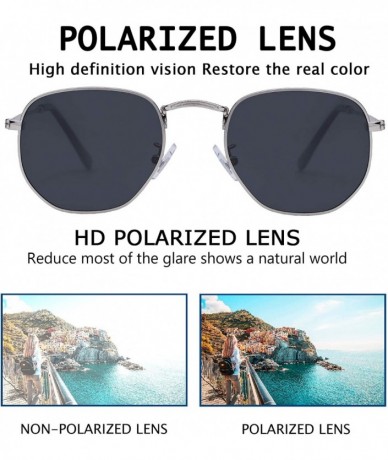 Oversized Medium Unisex Polygon Polarized Sunglasses - Shiny Silver Frame With Smoke Lens - CV196HLTHO5 $7.91