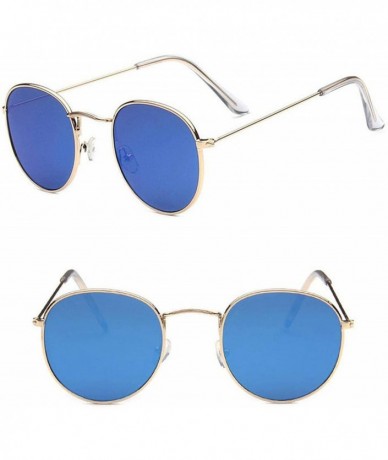 Square Round Retro Sunglasses Women Luxury Brand Glasses Women/Men Small Mirror Oculos De Sol Gafas UV400 - Goldblue - CR197A...
