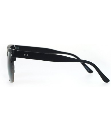 Square Mens Fashion Sunglasses Designer Style Square Frame Trendy Shades UV 400 - Matte Black (Green) - CP182LNEHCM $10.49