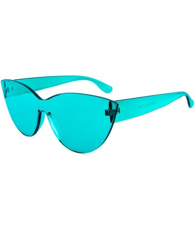 Goggle Colorful One Piece Rimless Transparent Cat Eye Sunglasses for Women Tinted Candy Colored Glasses - CL18NMRI2MU $22.48