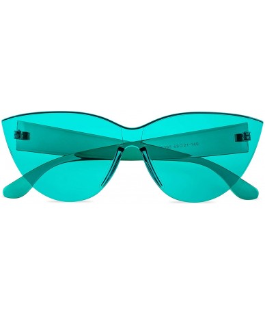 Goggle Colorful One Piece Rimless Transparent Cat Eye Sunglasses for Women Tinted Candy Colored Glasses - CL18NMRI2MU $10.48