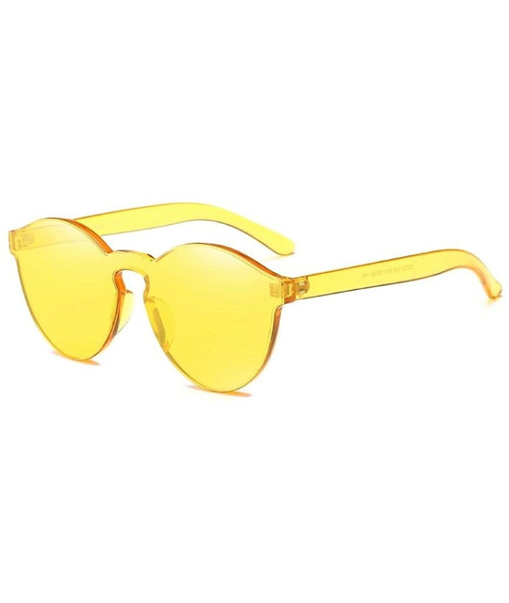 Cat Eye Fashion Women Clear Transparent Integrated UV Sunglasses Cat Eye Glasses - Yellow - CE1840RQX85 $9.74